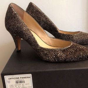 Loeffler Randall calf hair dyed  3 inch heels size 8 1/2.